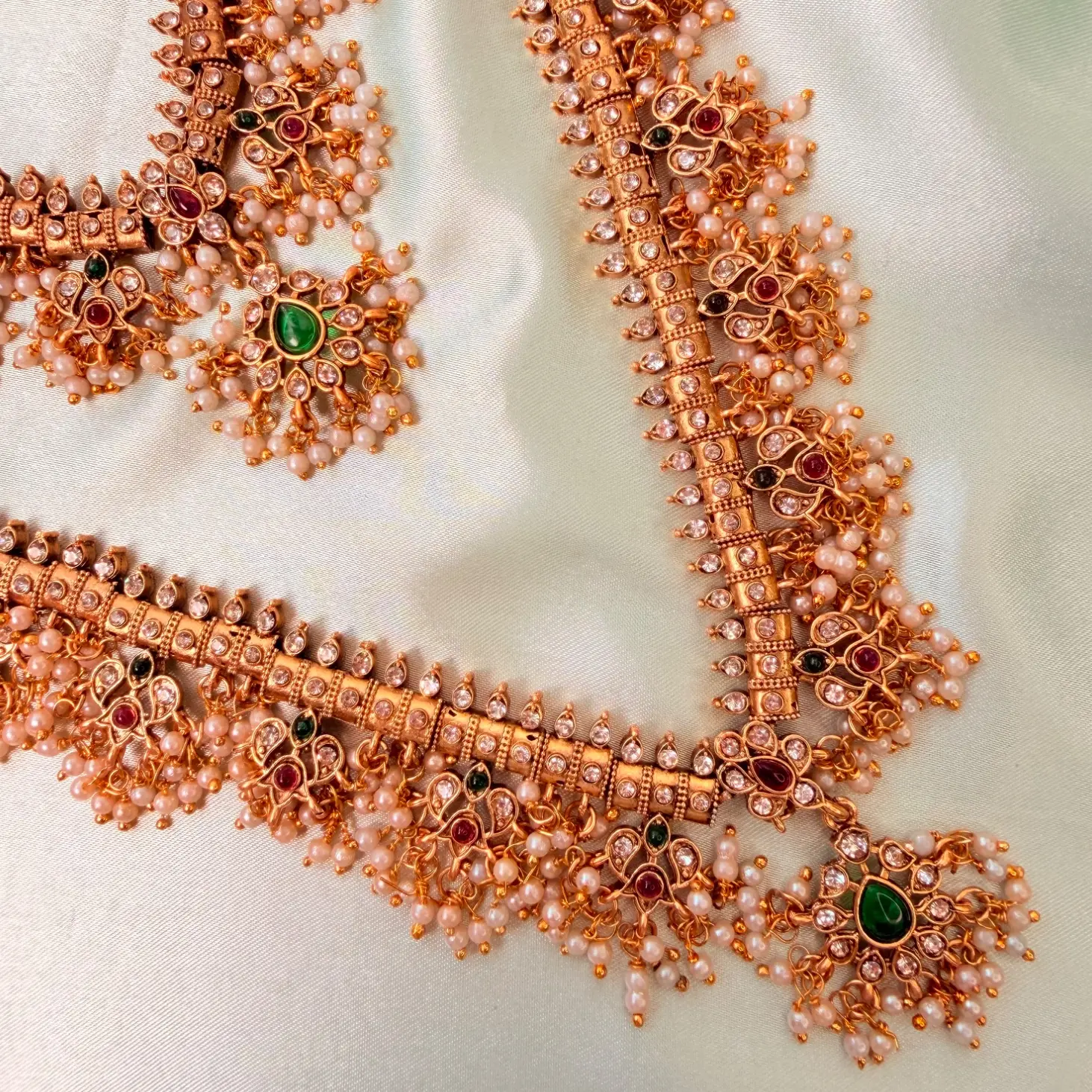 Heritage Guttapusalu Antique Gold Semi-Bridal Necklace & Earrings Set SJSB004