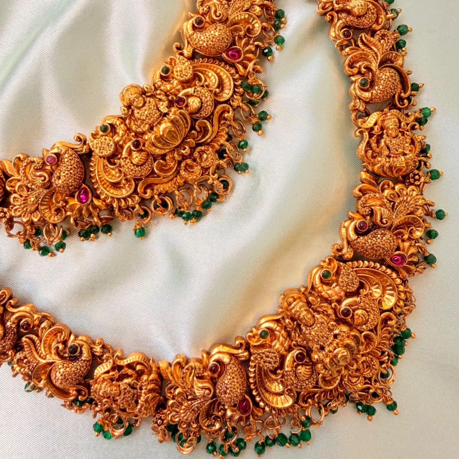 Goddess Lakshmi Peacock Temple Combo / Semi-Bridal Set SJSB009