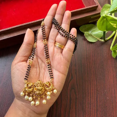 Goddess Lakshmi & Peacock Antique Temple Mangalsutra SJM003