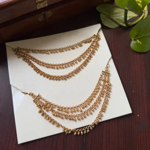 Traditional Three-Layered Antique Gold Mattilu / Ear Chains SJMD001