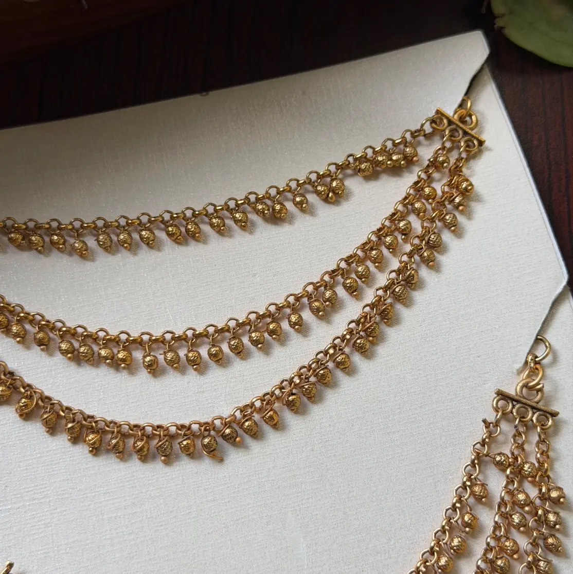 Traditional Three-Layered Antique Gold Mattilu / Ear Chains SJMD001