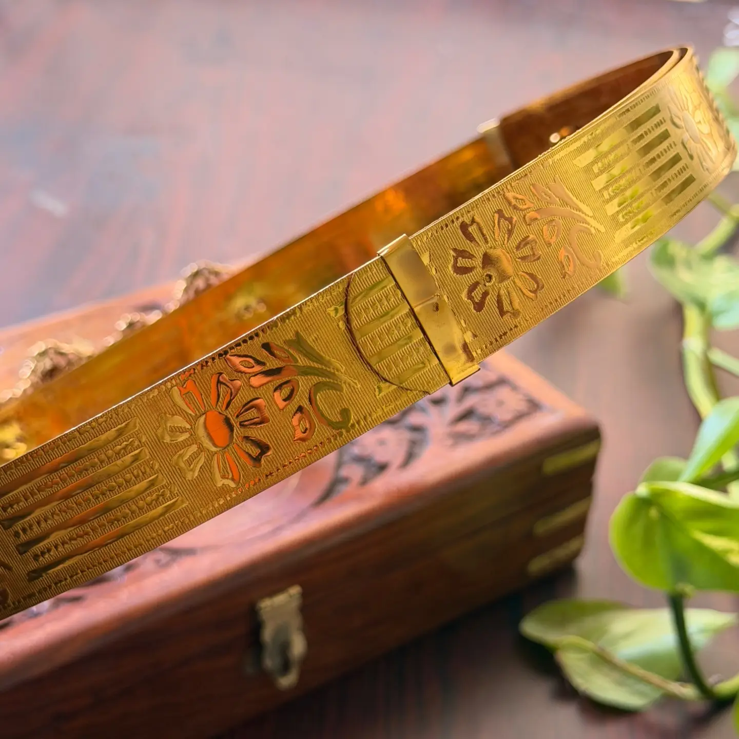 Classic Goddess Lakshmi Solid Band Antique Vaddanam / Waist Belt SJMD009