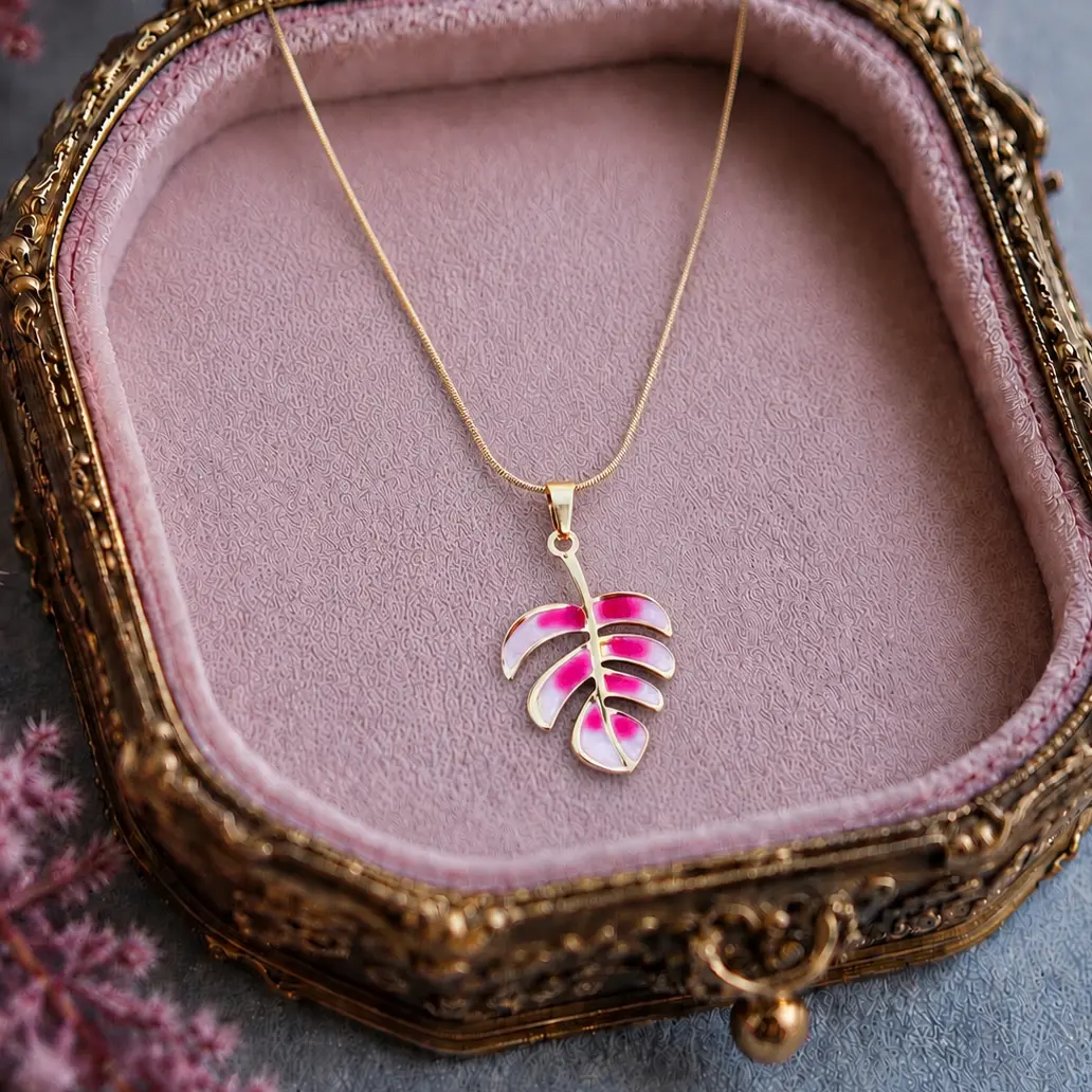 Pink Monstera Pendant