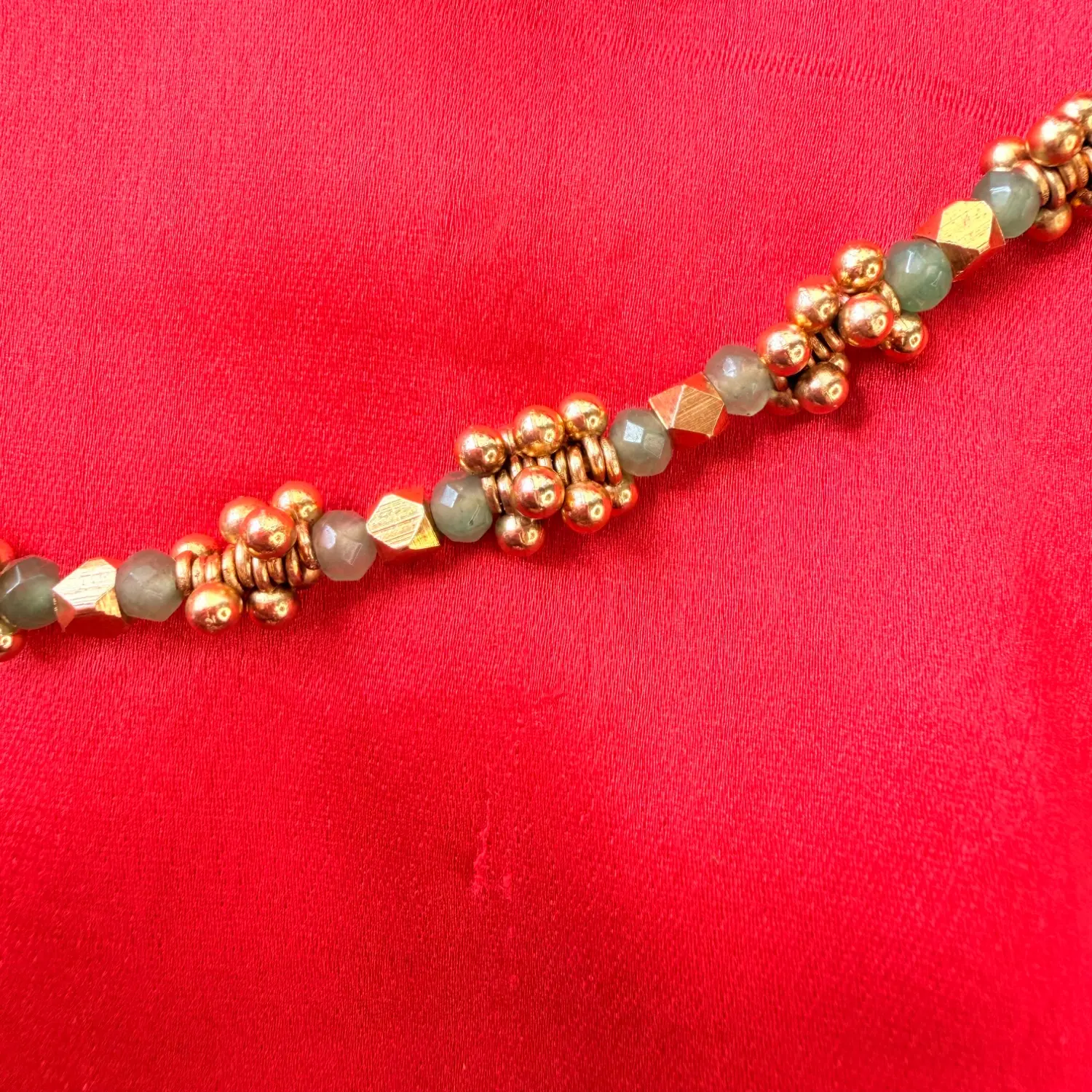 Floral Bloom Beaded Antique Gold Short Necklace Set
