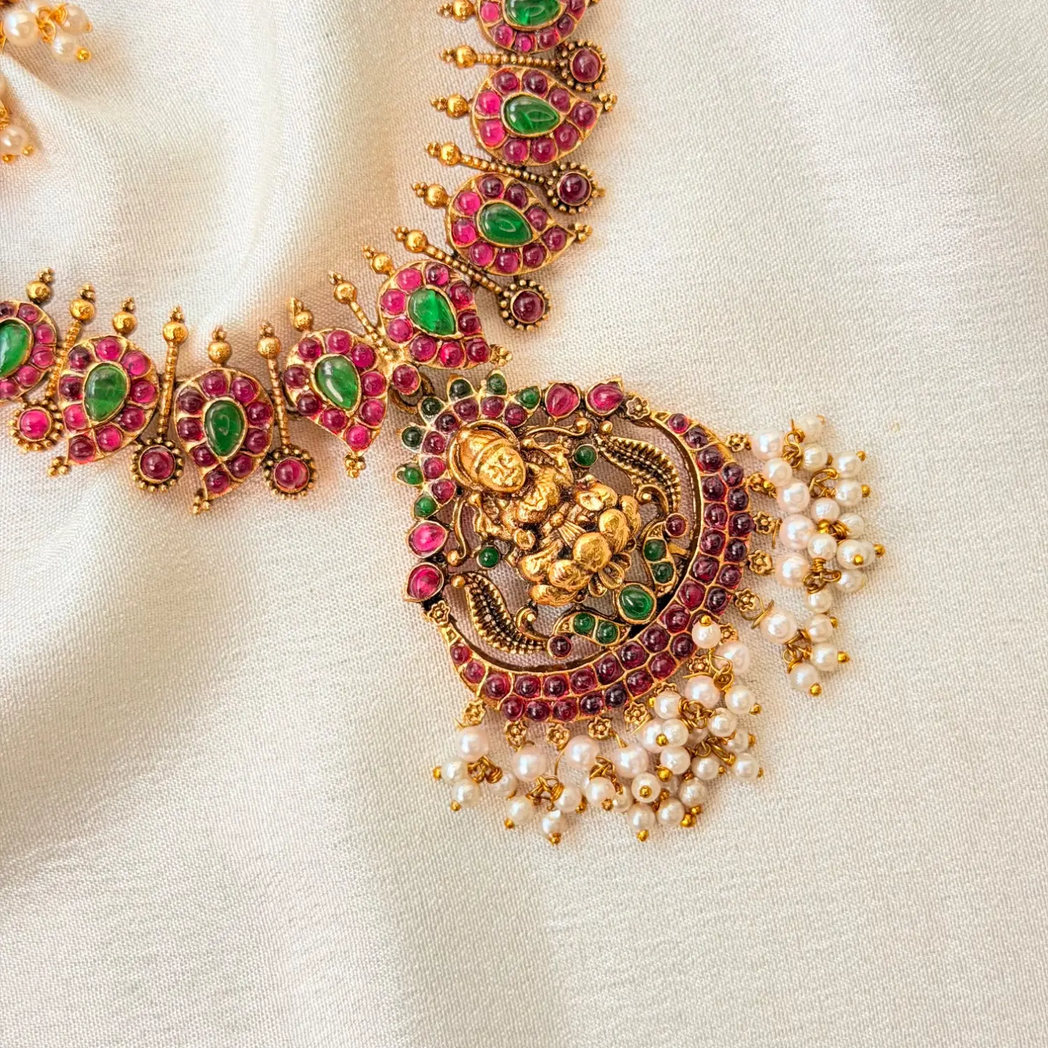 Goddess Lakshmi Antique Gold Temple Necklace Set
