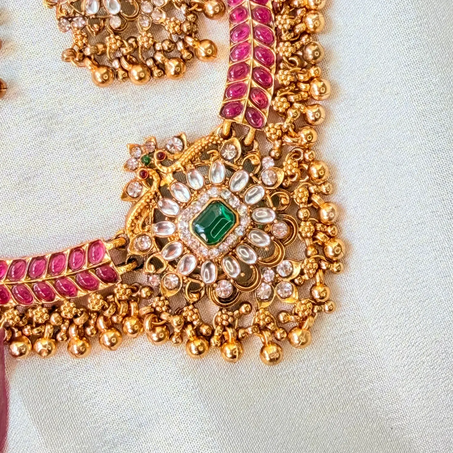 Ruby and Emerald Stone Polki Choker Necklace Set