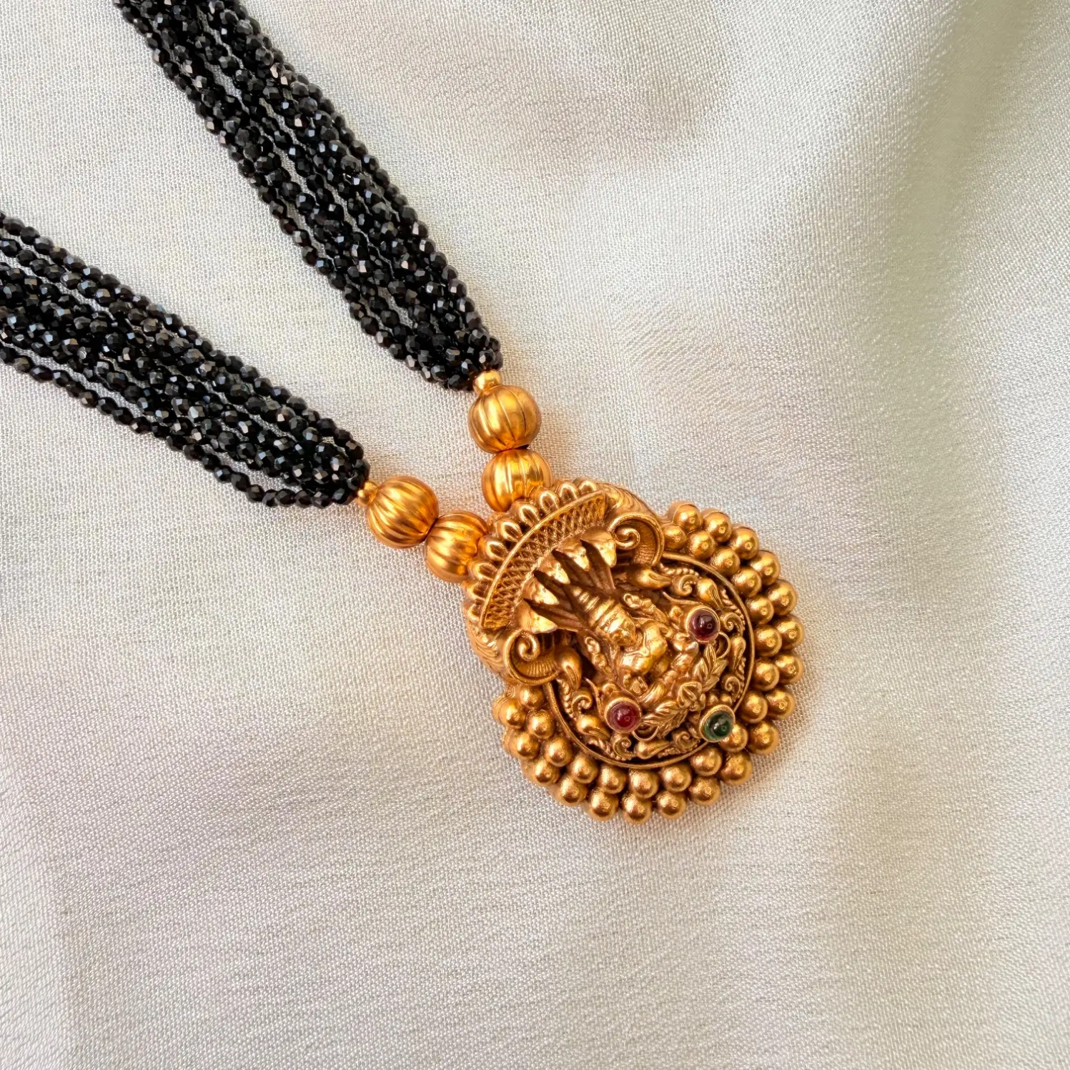 Black Bead Multi-Strand Long Haram Necklace Set SJMH039