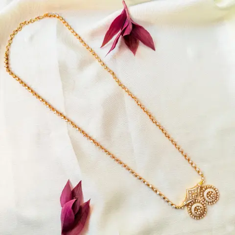 American Diamond Stone Long Chain Necklace SJAD034