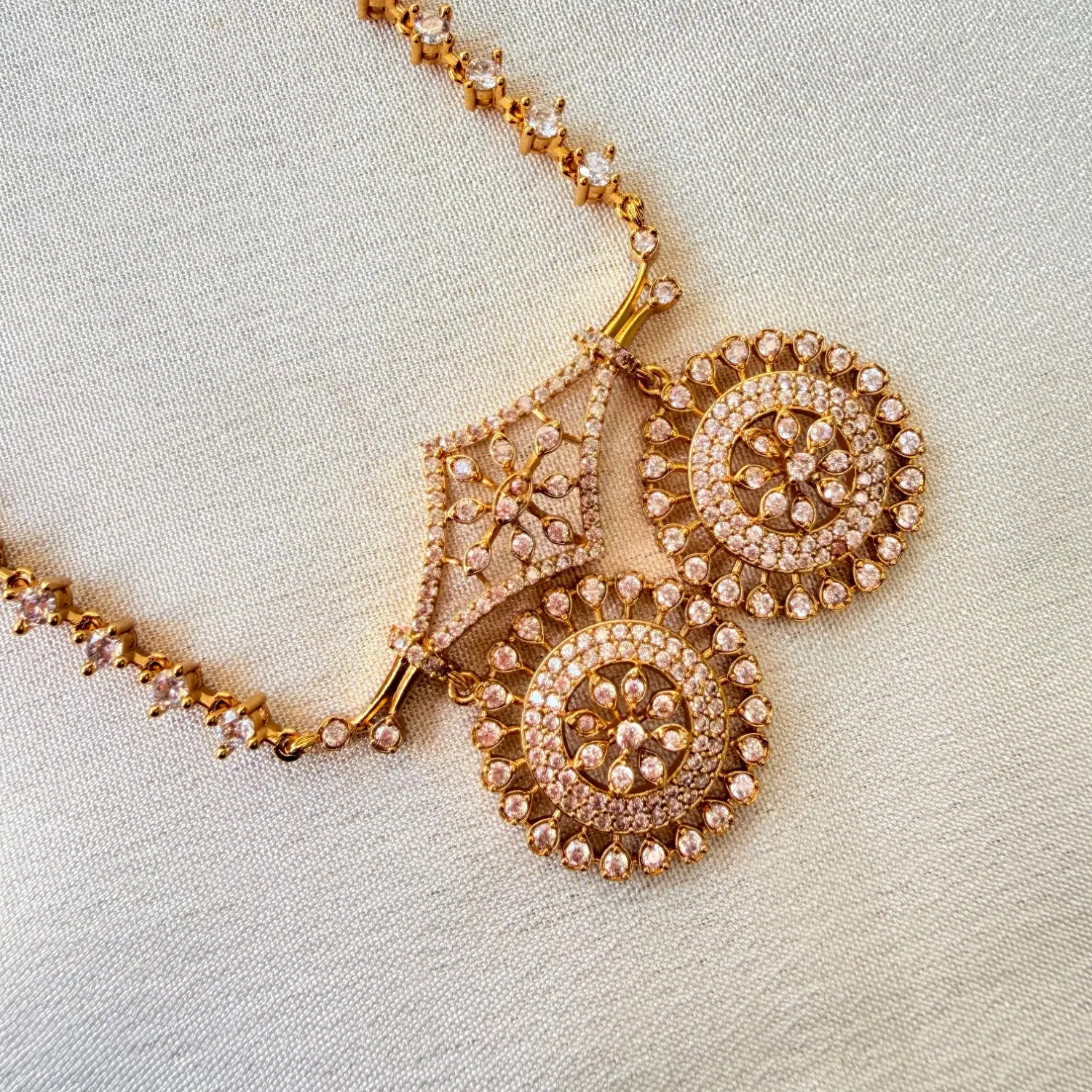 American Diamond Stone Long Chain Necklace SJAD034