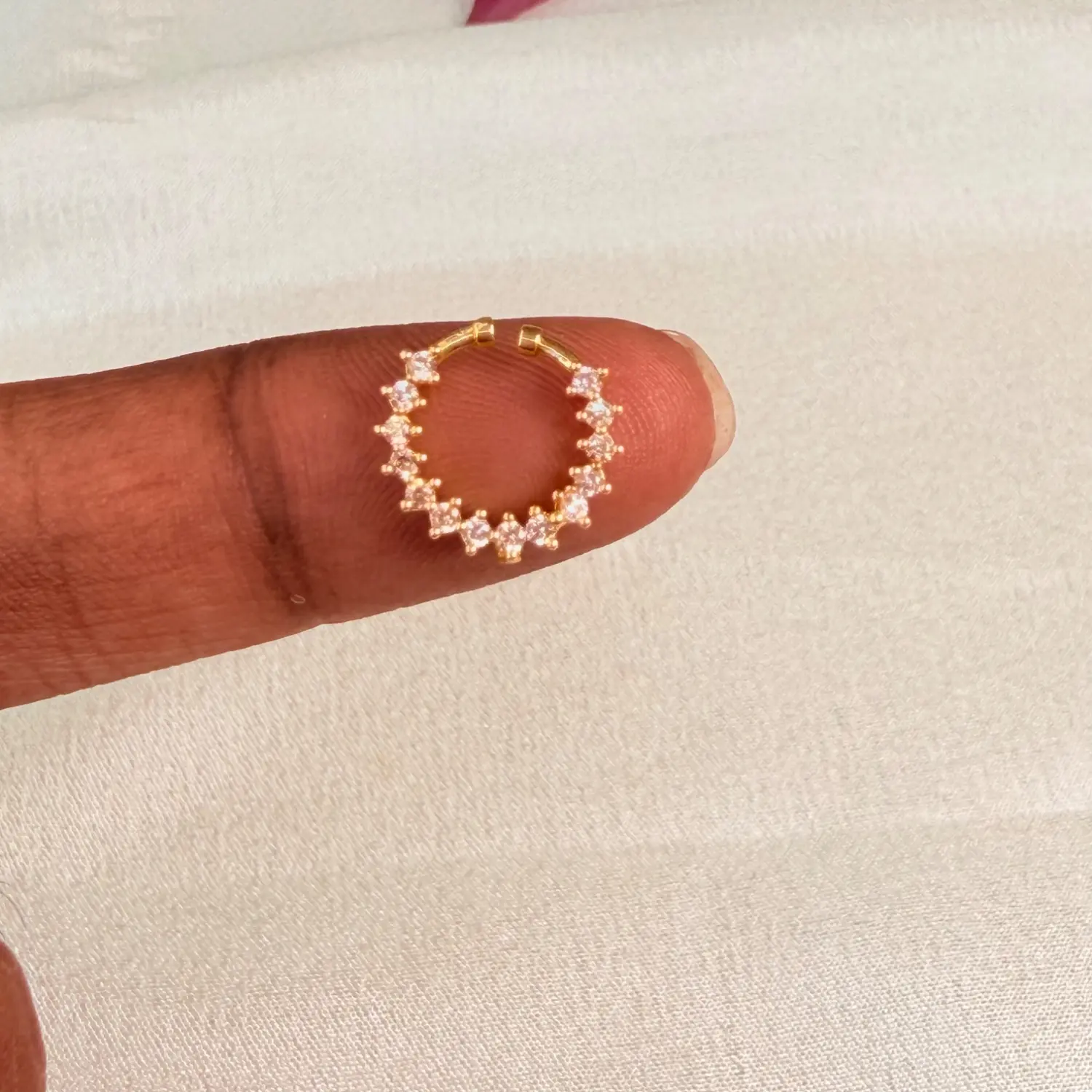 Sparkling CZ Stone Nose Ring / Nath