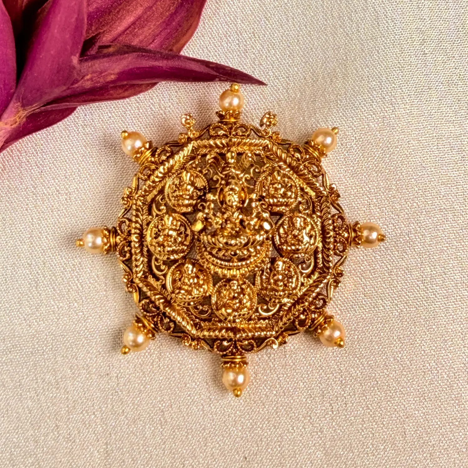 Ashta Lakshmi Antique Temple Pendant