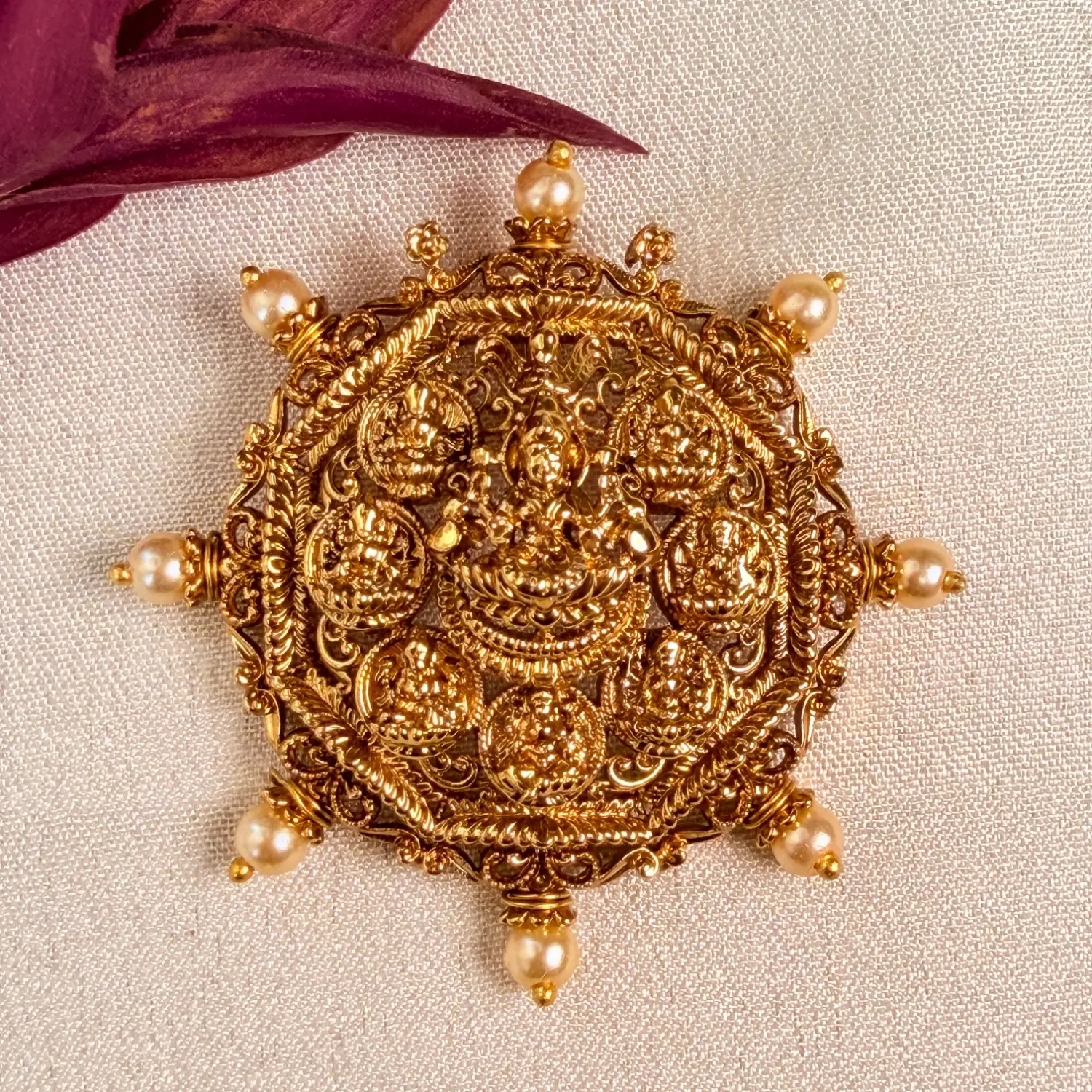 Ashta Lakshmi Antique Temple Pendant