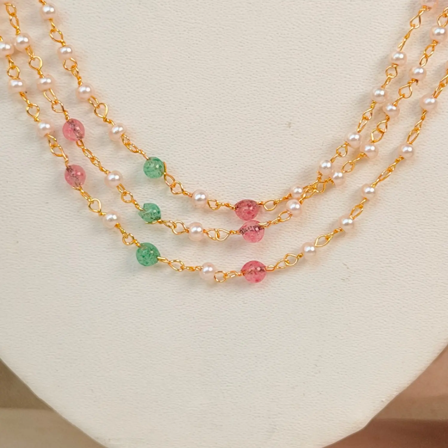 Multi-Strand Gemstone and Pearl Beaded Long Haram SJMH032