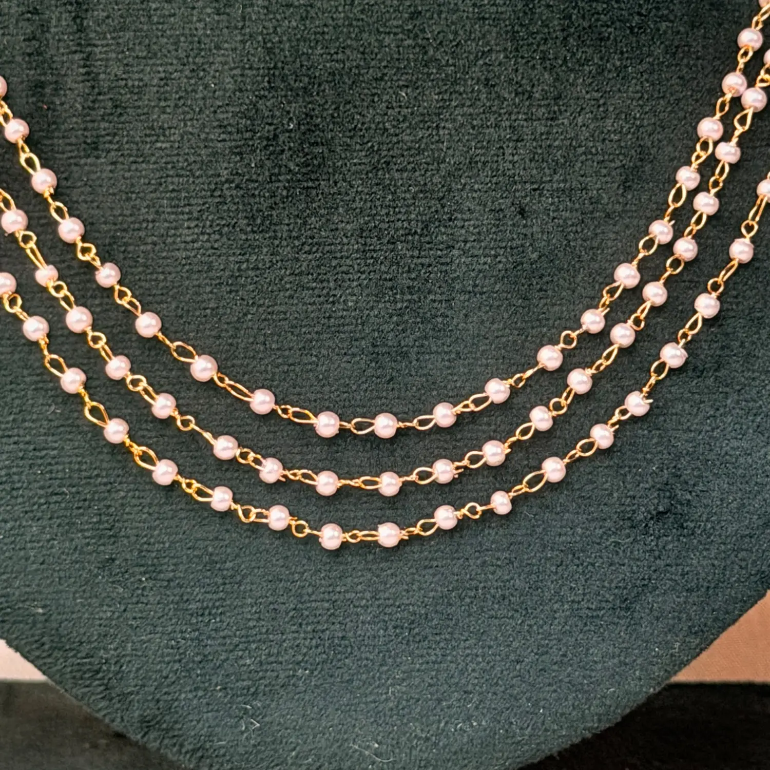 Triple-Layered Micro Pearl Beaded Chain Necklace SJMH033