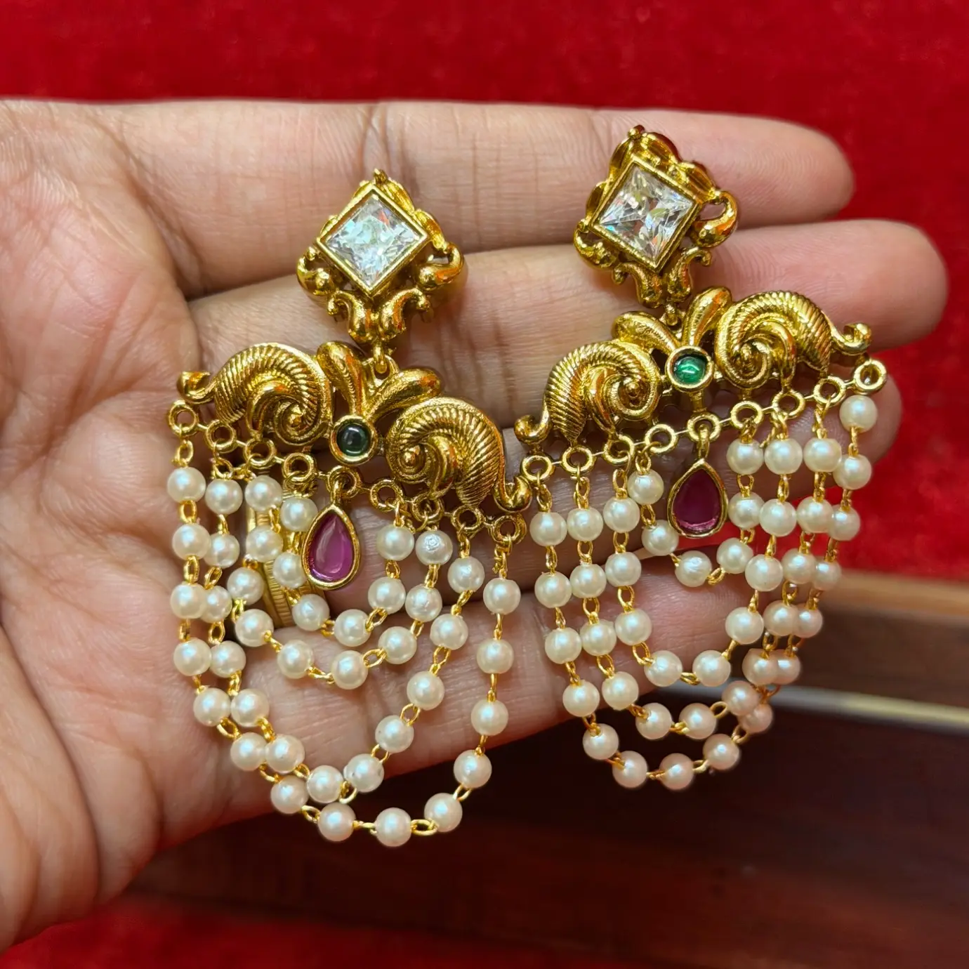 Pearl Drops AD Earrings