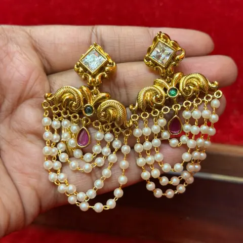 Pearl Drops AD Earrings