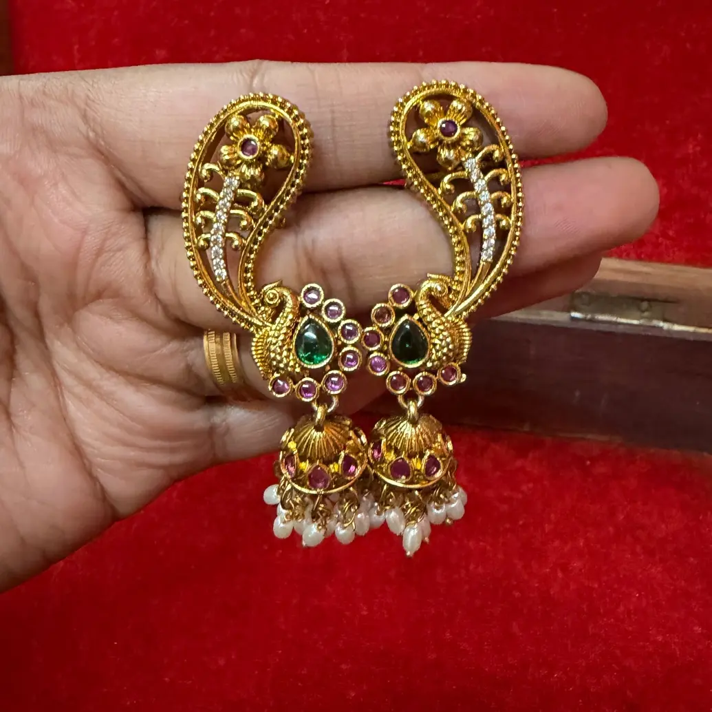 Tiny Peacock Earcuffs Jhumka