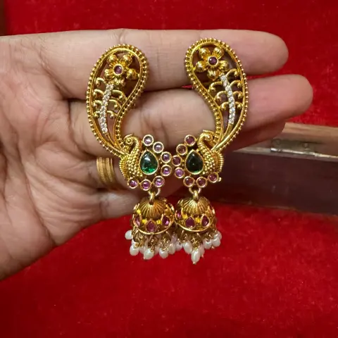 Tiny Peacock Earcuffs Jhumka