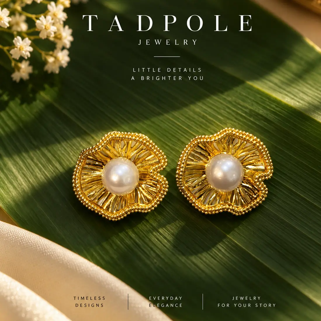Statement Earring -Ivory Petals