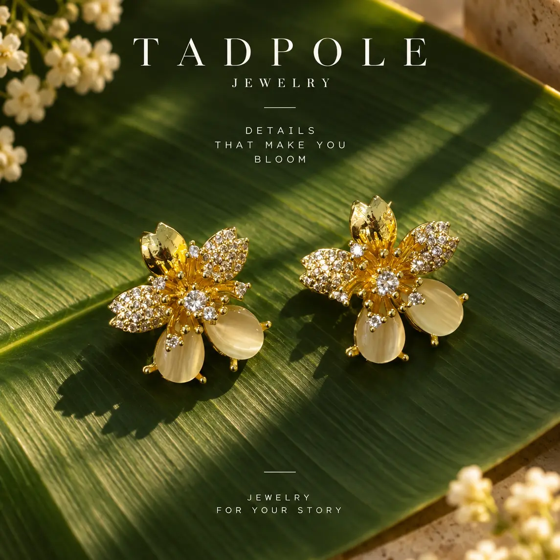 Statement Earring -Pearl Blossom