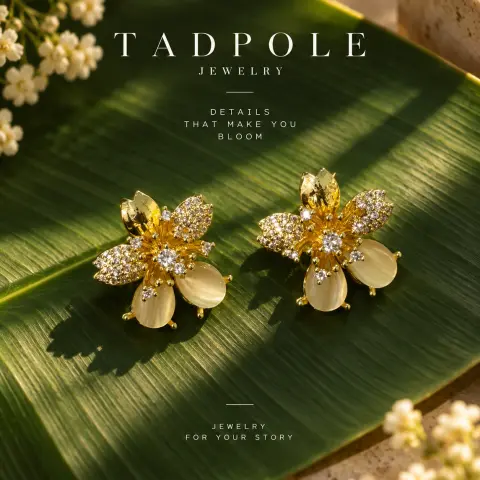 Statement Earring -Pearl Blossom