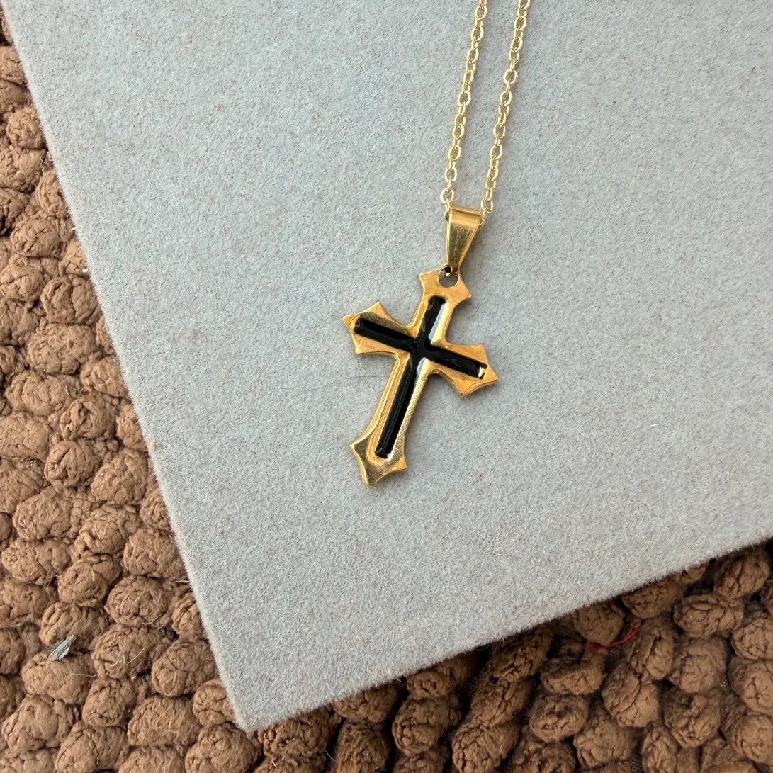 BLACK ENAMEL CROSS