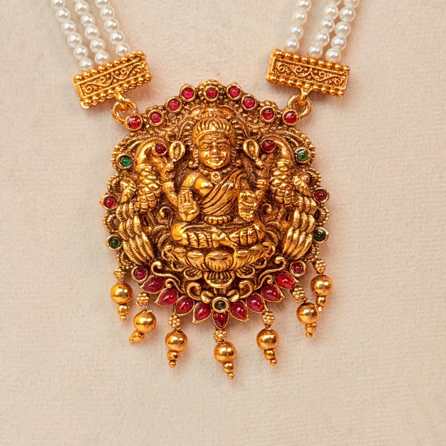 Royal Lakshmi Multi-Strand Pearl Long Haram Necklace SJLH020