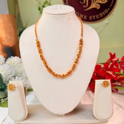 Traditional Ashtapati and Granulated Gold Ball Haaram SJMH043