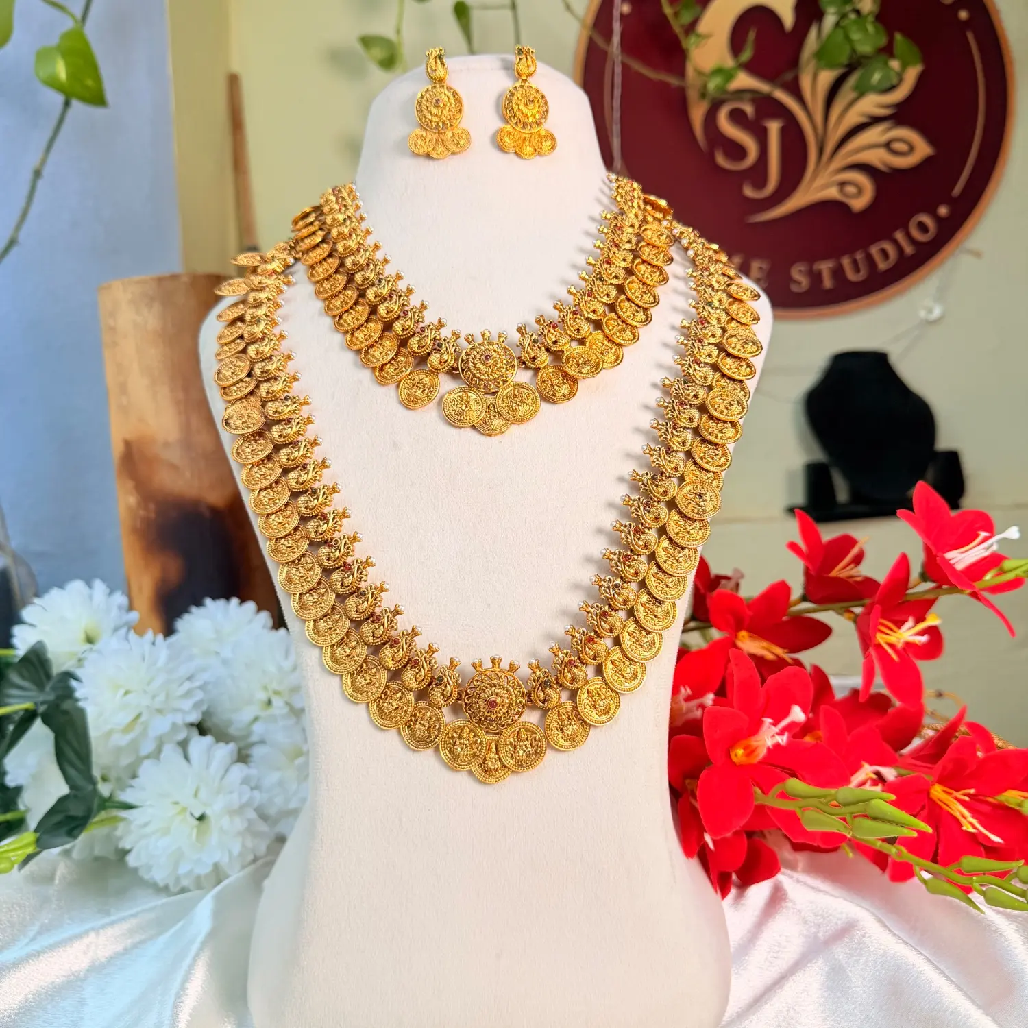 Grand Peacock Coin Kasu Bridal Combo Set SJSB020