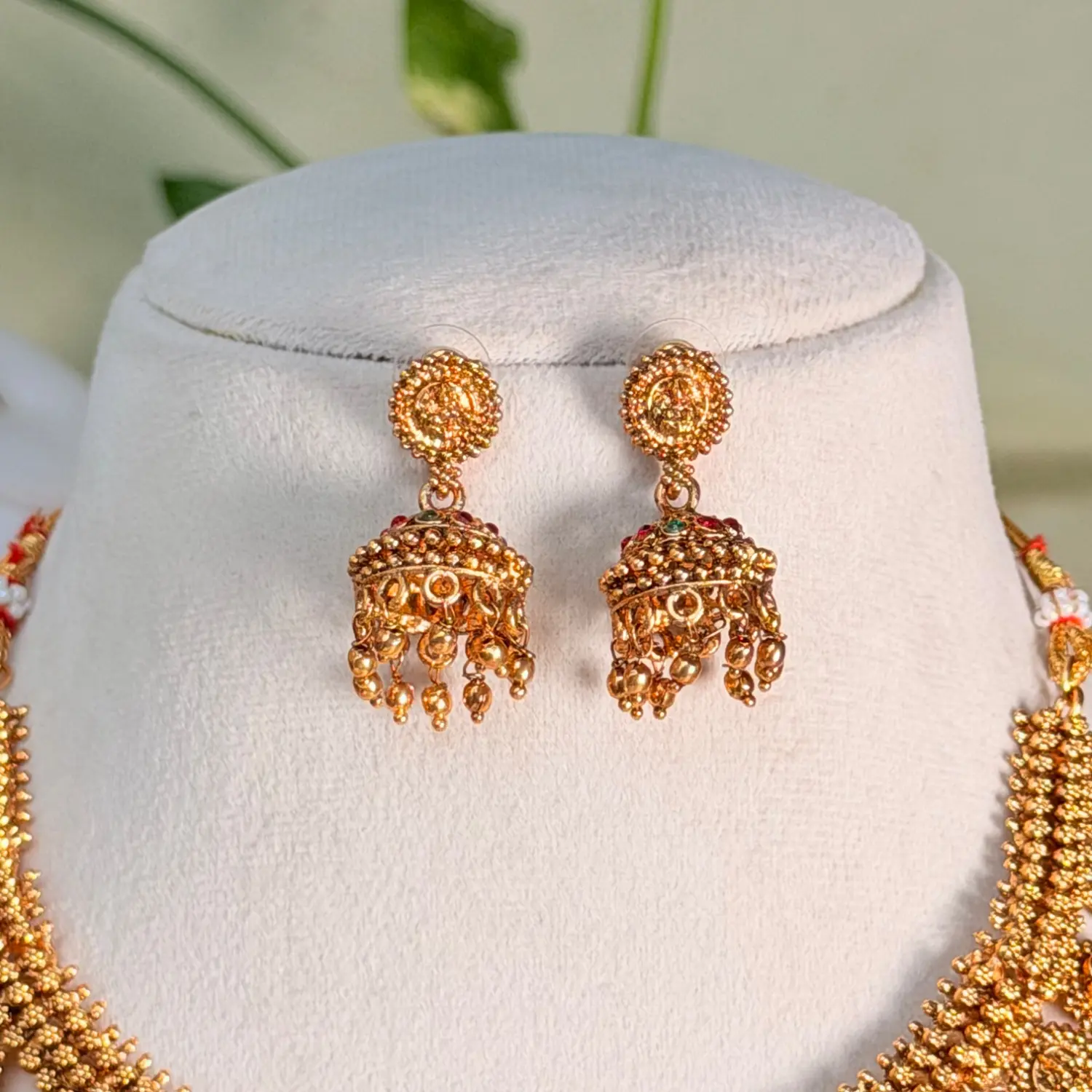 Shringara Traditional Ruby Floral Kasu Bridal Combo Set SJSB021