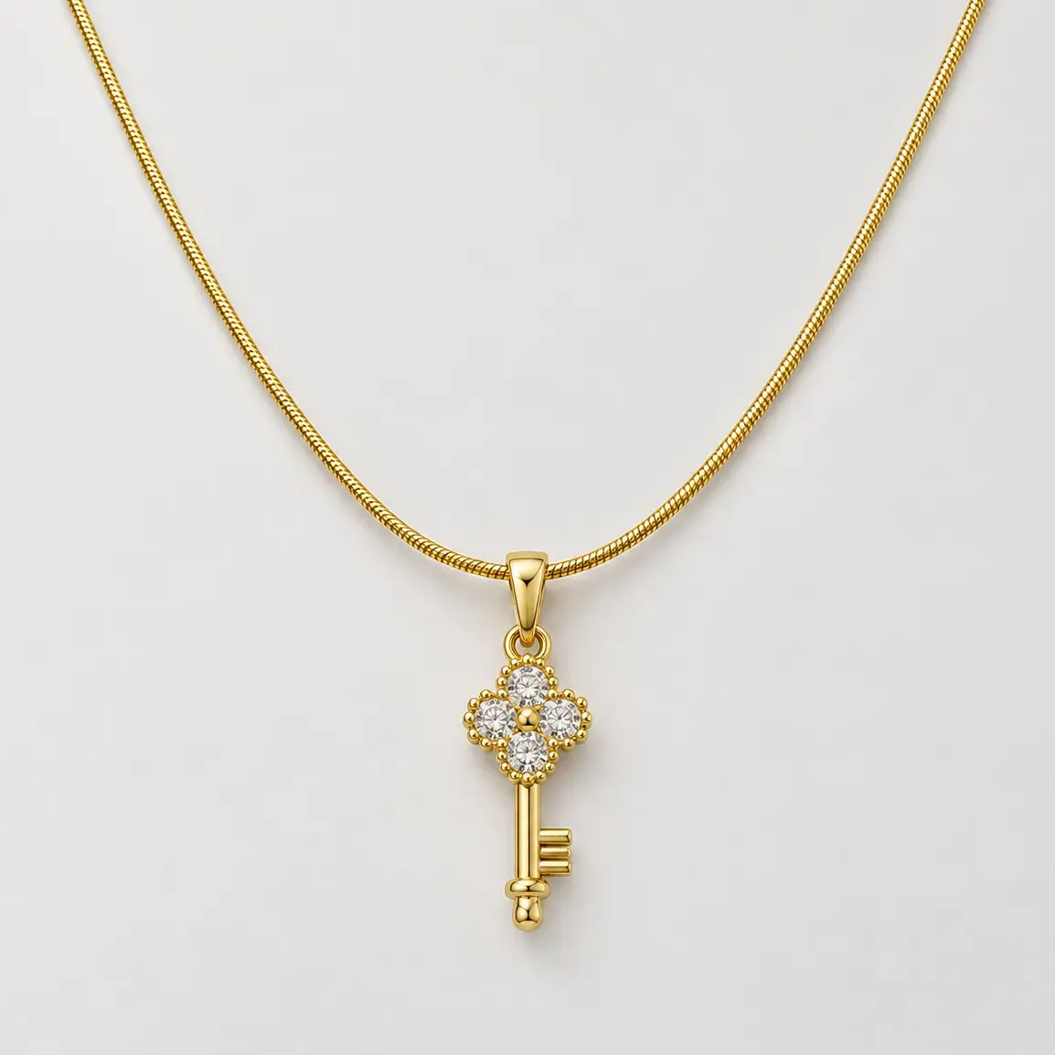 316L Crystal Key Necklace | 5644