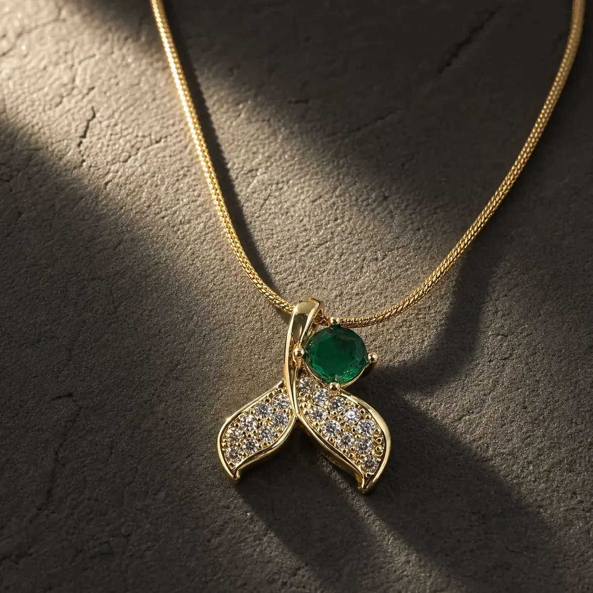 316L Emerald Mermaid Necklace | 5640