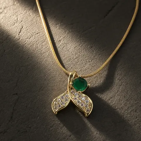 316L Emerald Mermaid Necklace | 5640