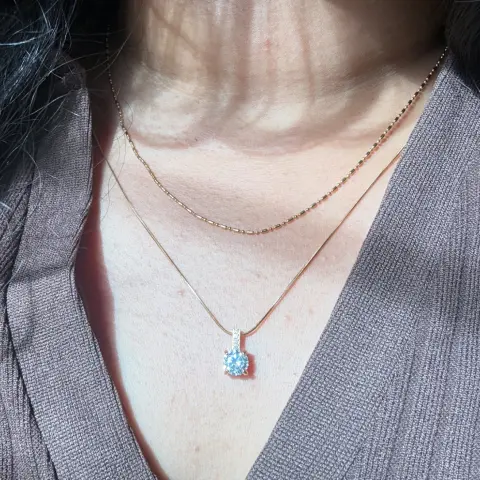 Celeste solitaire pendant double layer necklace
