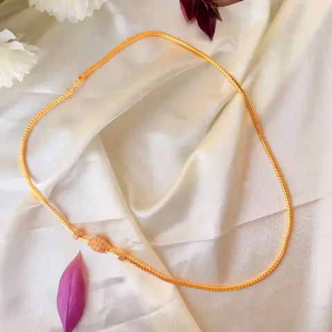 Elegant 26 Inches Gold-Plated Chain Necklace with Central Ornate Beaded Cluster