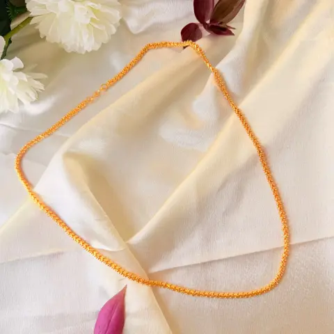 Classic Minimalist 26 Inches Gold-Plated Textured Chain Necklace