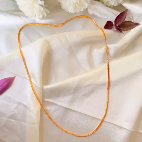 Classic Minimalist 26 Inches Gold-Plated Chain Necklace