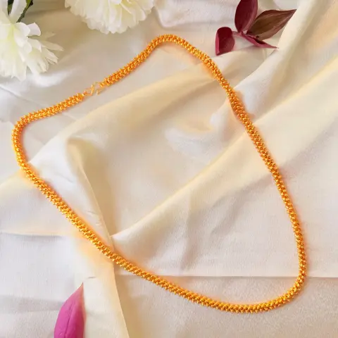 Classic Minimalist 26 Inches Gold-Plated Textured Chain Necklace
