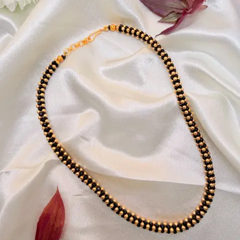 Traditional Multi-Strand Gold and Black Bead Choker Necklace