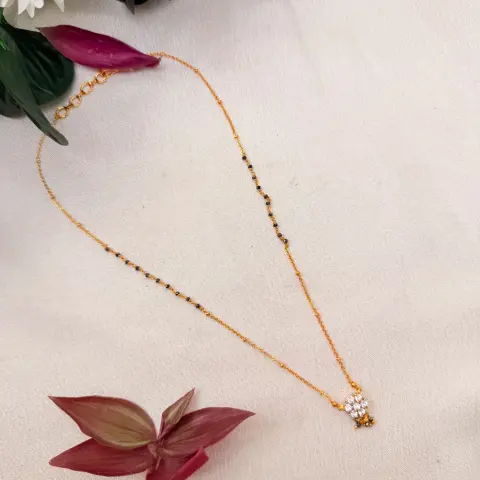Delicate Floral CZ Stone Mangalsutra Necklace