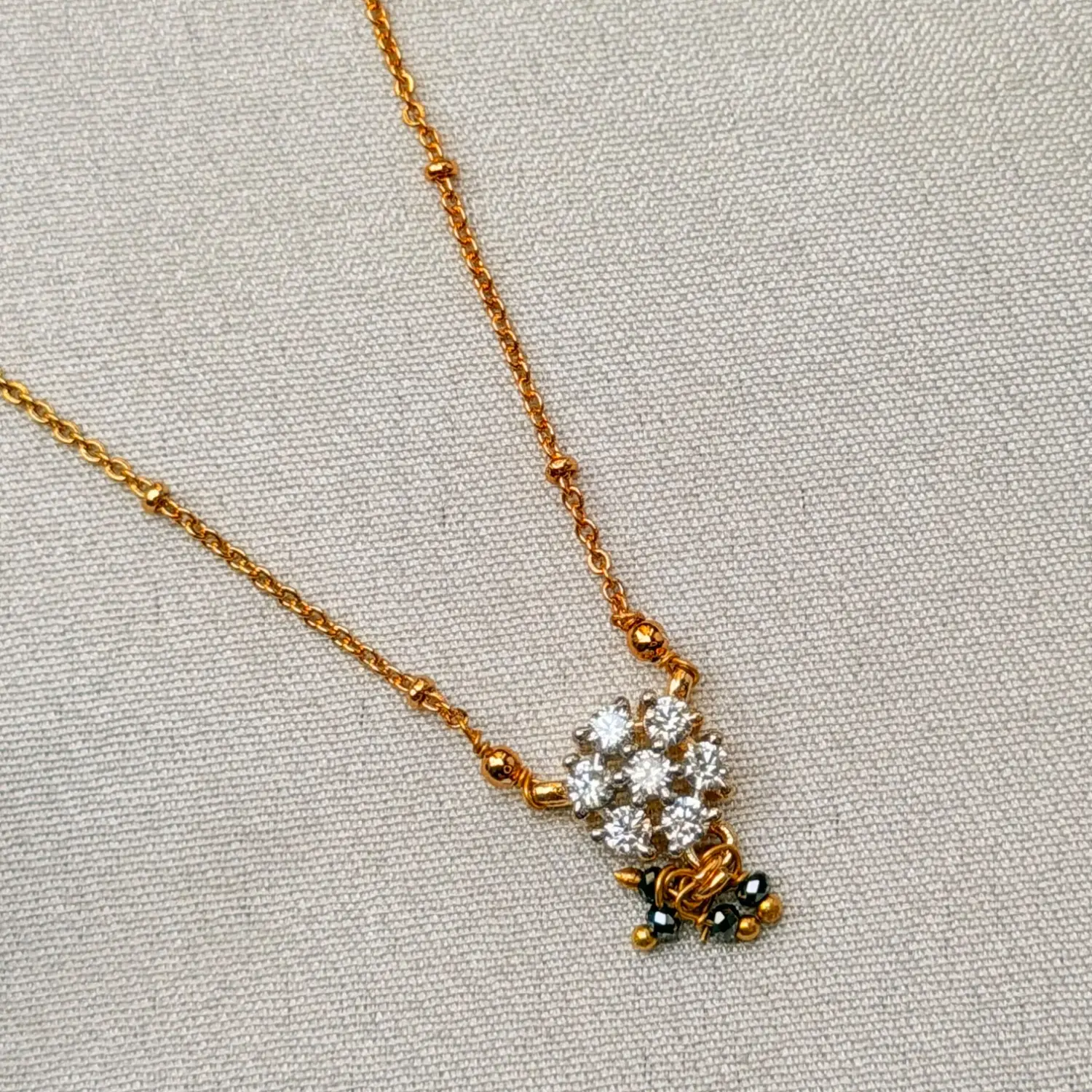 Delicate Floral CZ Stone Mangalsutra Necklace