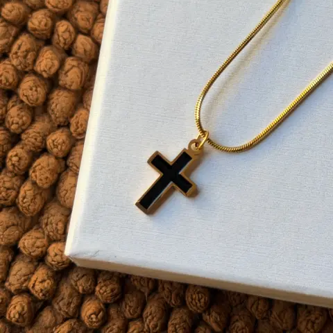 BLACK ENAMEL CROSS