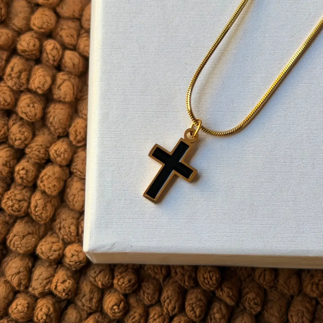BLACK ENAMEL CROSS