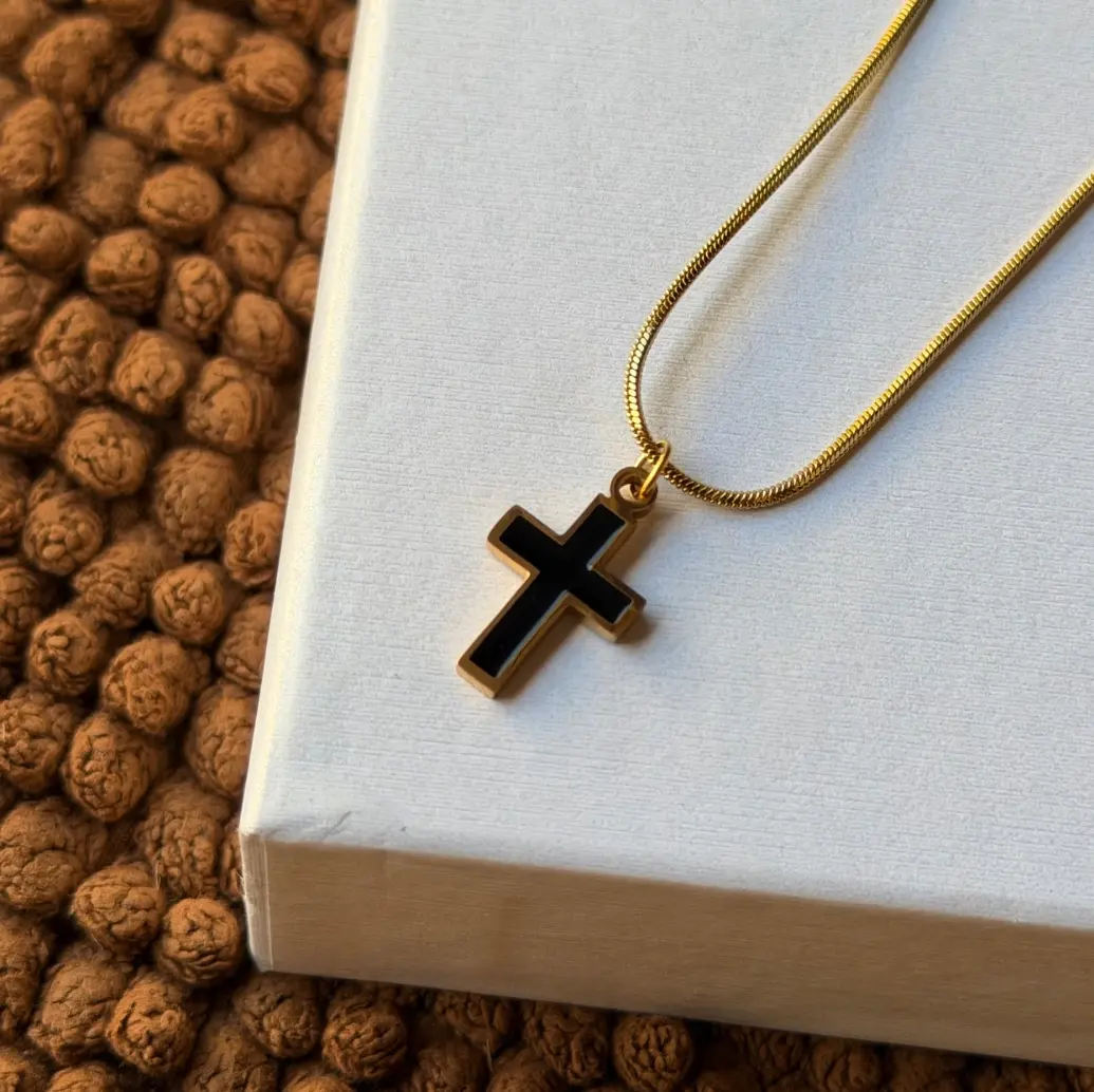BLACK ENAMEL CROSS