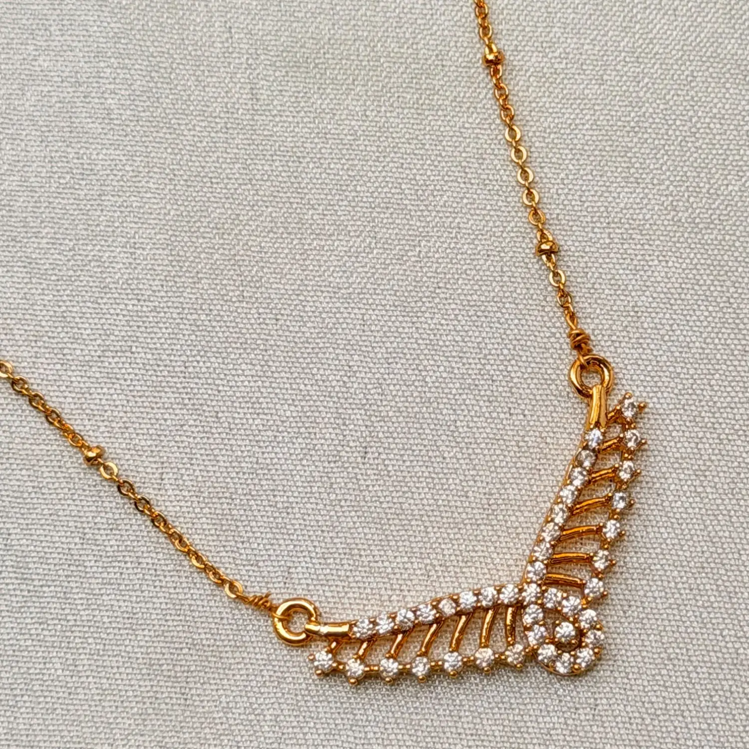 V-Shape AD Stone Gold Chain Mangalsutra Necklace