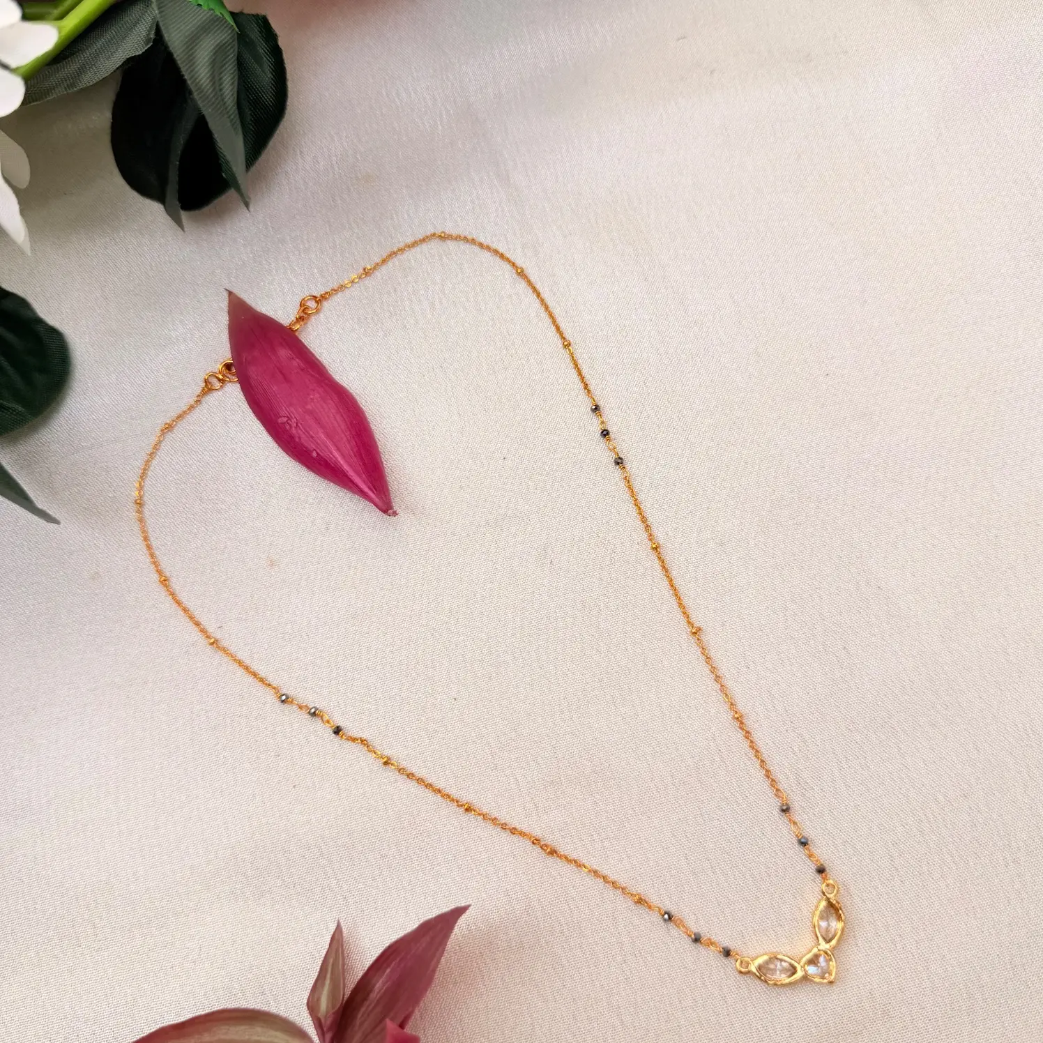 Marquise AD Stone Gold Chain Mangalsutra Necklace