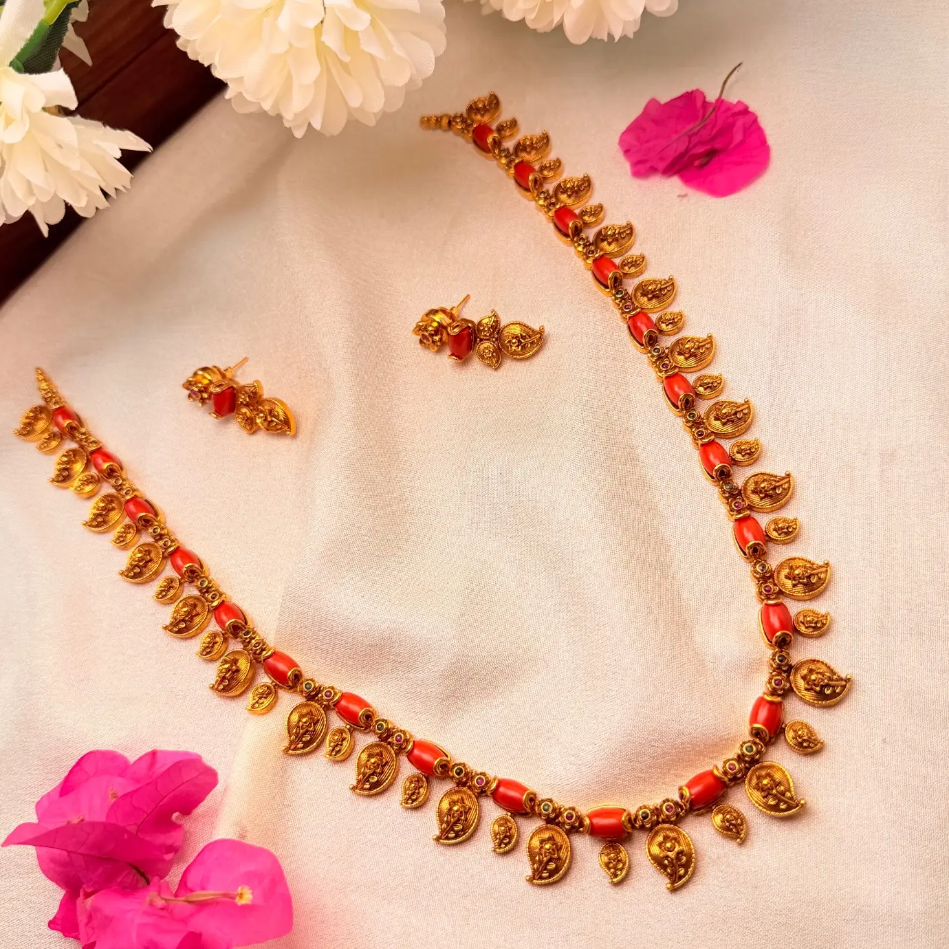 Pre order accepted via whatsapp Premium Antique finish mango Havala Long Haaram