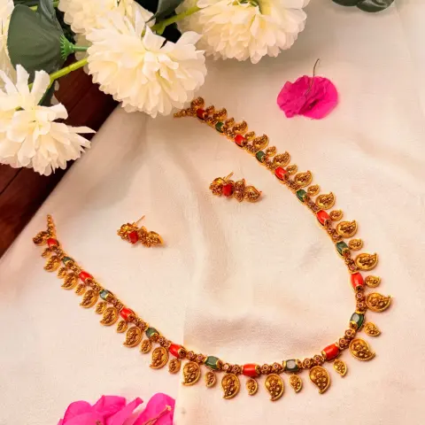 Pre order accepted via whatsapp Premium Antique finish Mango Havala Long Haaram