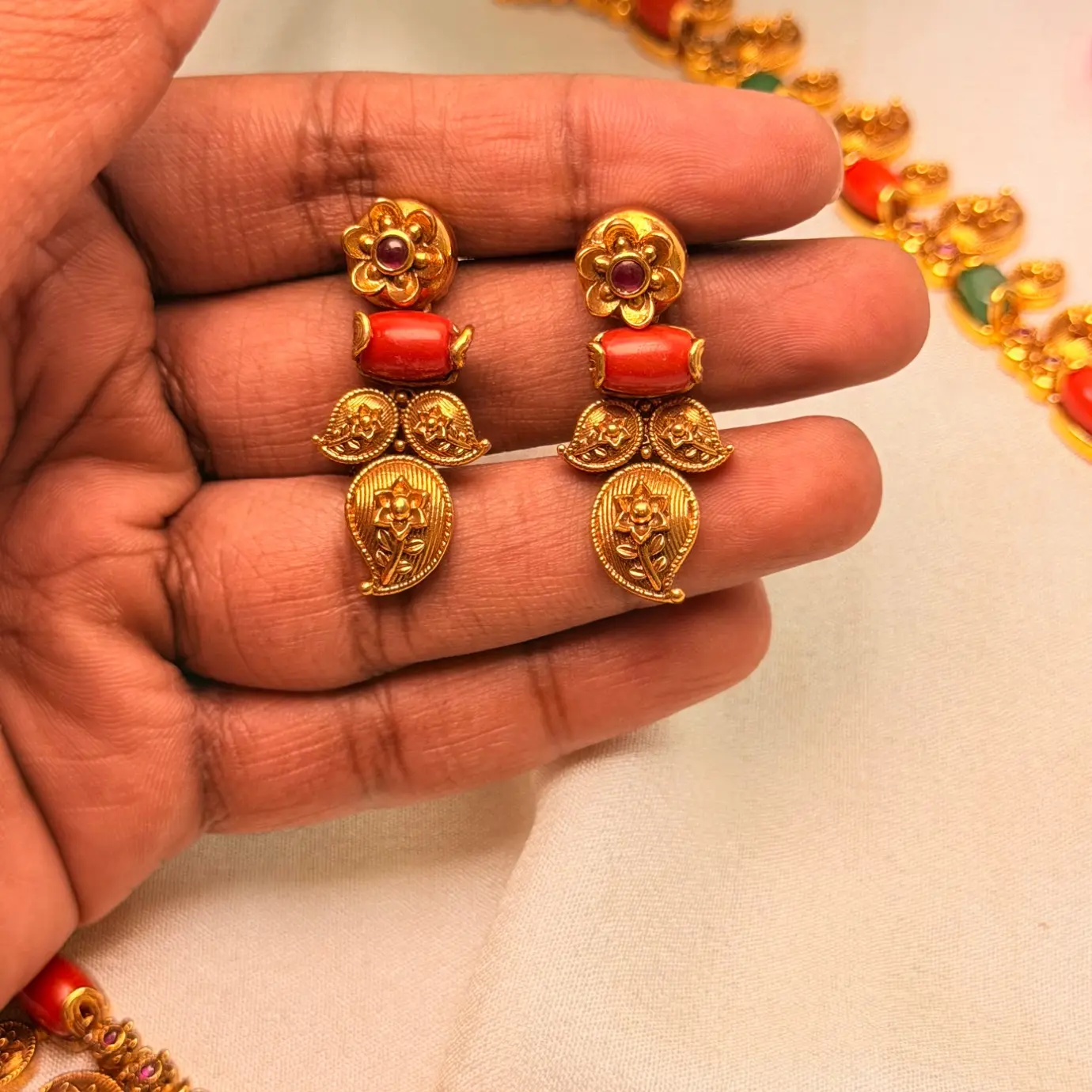 Pre order accepted via whatsapp Premium Antique finish Mango Havala Long Haaram