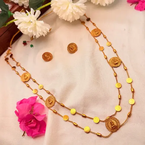 Double Layered Coin Lakshmi Haaram
